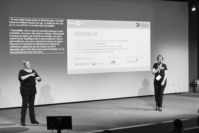 Présentation de l'accessibilité à Paris Web, pendant la conférence d'ouverture de l'édition 2018